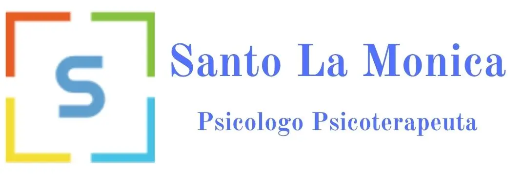 Logo di Santo La Monica, Psicologo Psicoterapeuta, con una S stilizzata al centro e cornice colorata